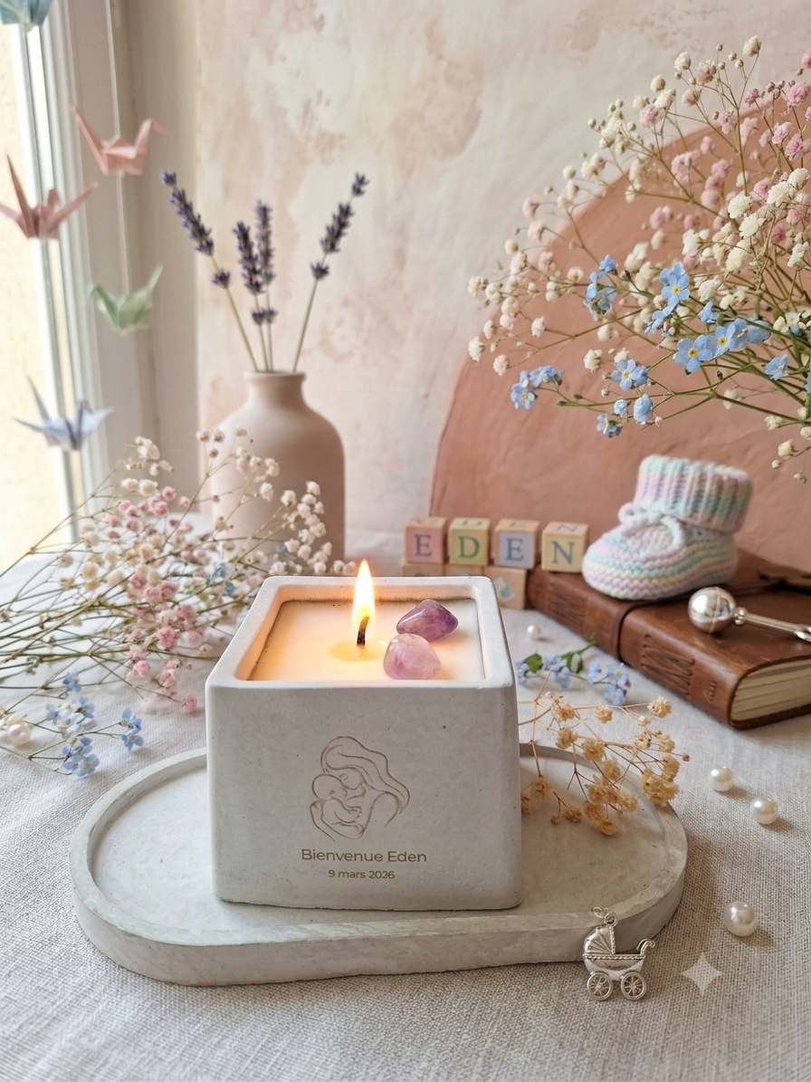 Bougie personnalisée spéciale Naissance
